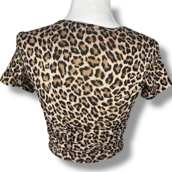Vibe Sportswear Cheetah Leopard Print Cutout Baby Tee - Picture 2 of 6